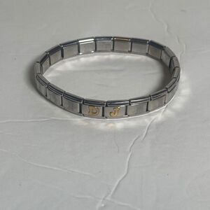 Italian Stainless Steel Modular Charm Bracelet JAD – 18K Gold Accents – Stretch